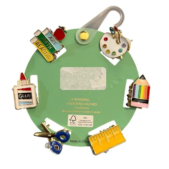 Piper K School Books Pencil Scissors Ruler Mini Claw Hair Clips New With Tags - Picture 2 of 2